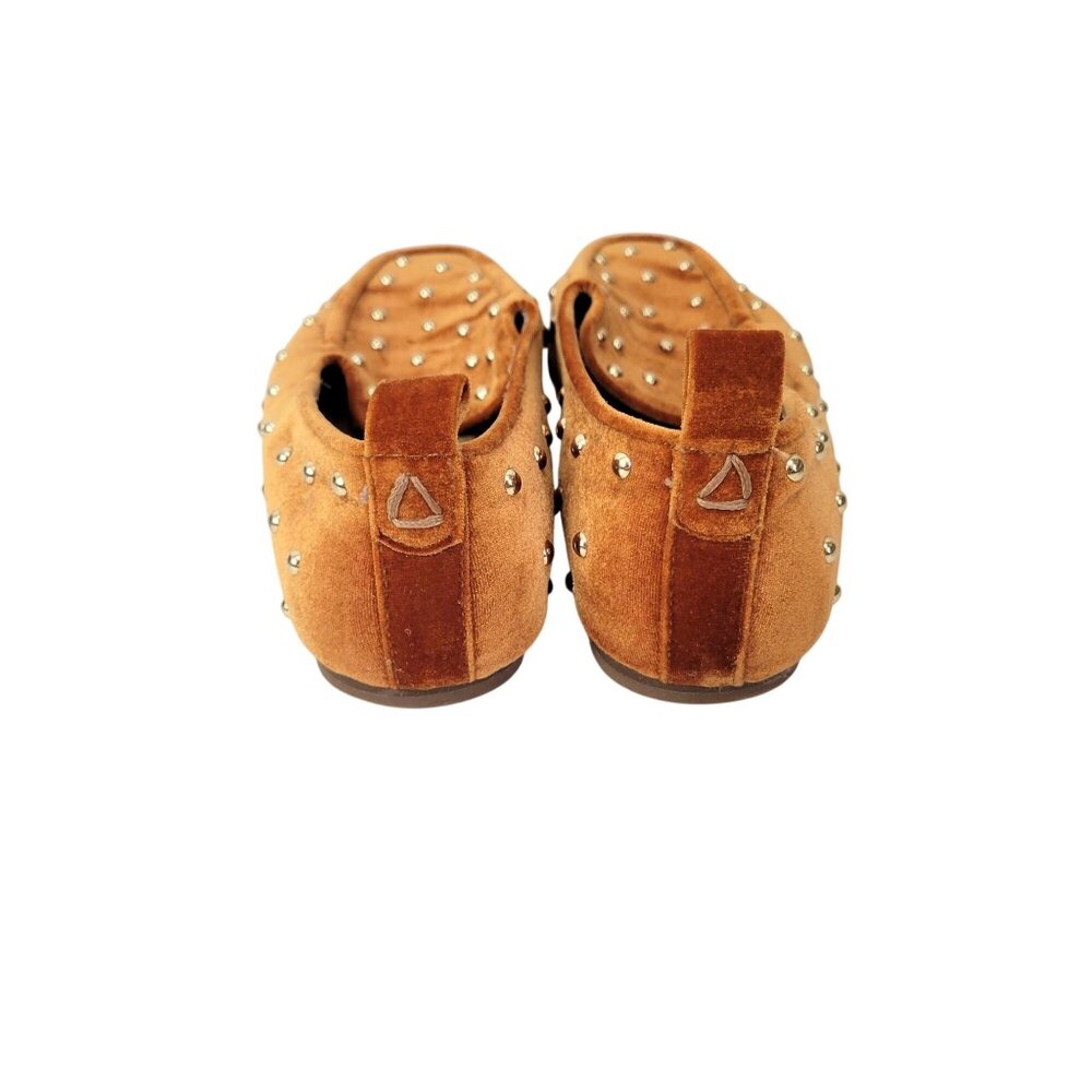 Kelsi Dagger Women's Velvet Loafers Finley Studded Square Toe Flats In Burnt Ora - Picture 5 of 9